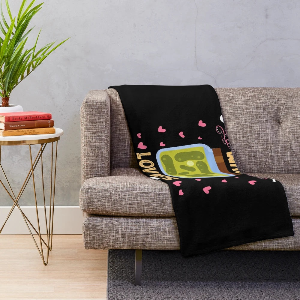 Vegan plush blanket with "Just a Girl Who Loves Pickles" design