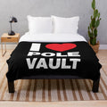 A cozy plush blanket featuring a red heart design for pole vault lovers
