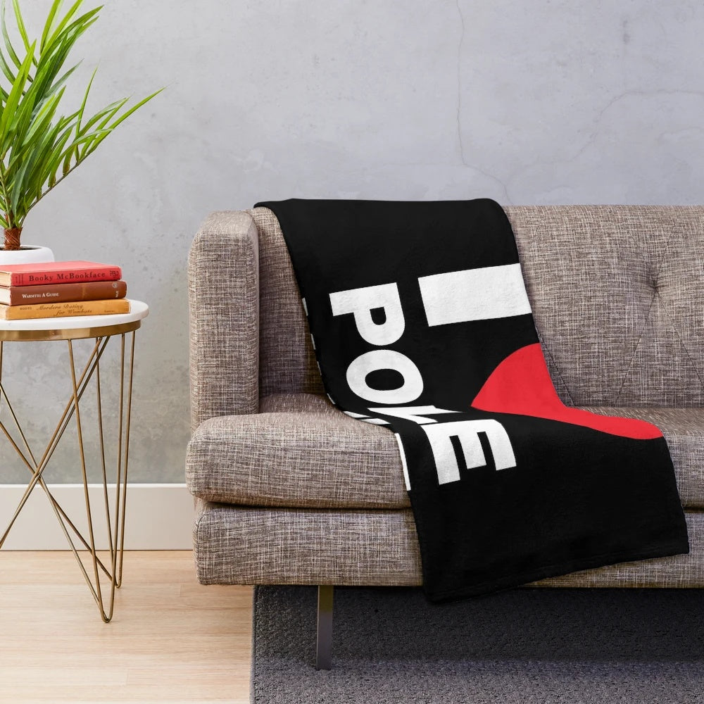 A cozy plush blanket featuring a red heart design for pole vault lovers
