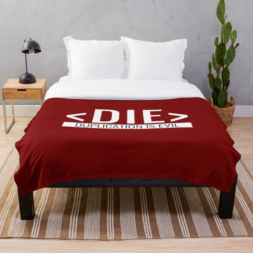 Plush blanket with "DIE Principle" design for programmers and coders