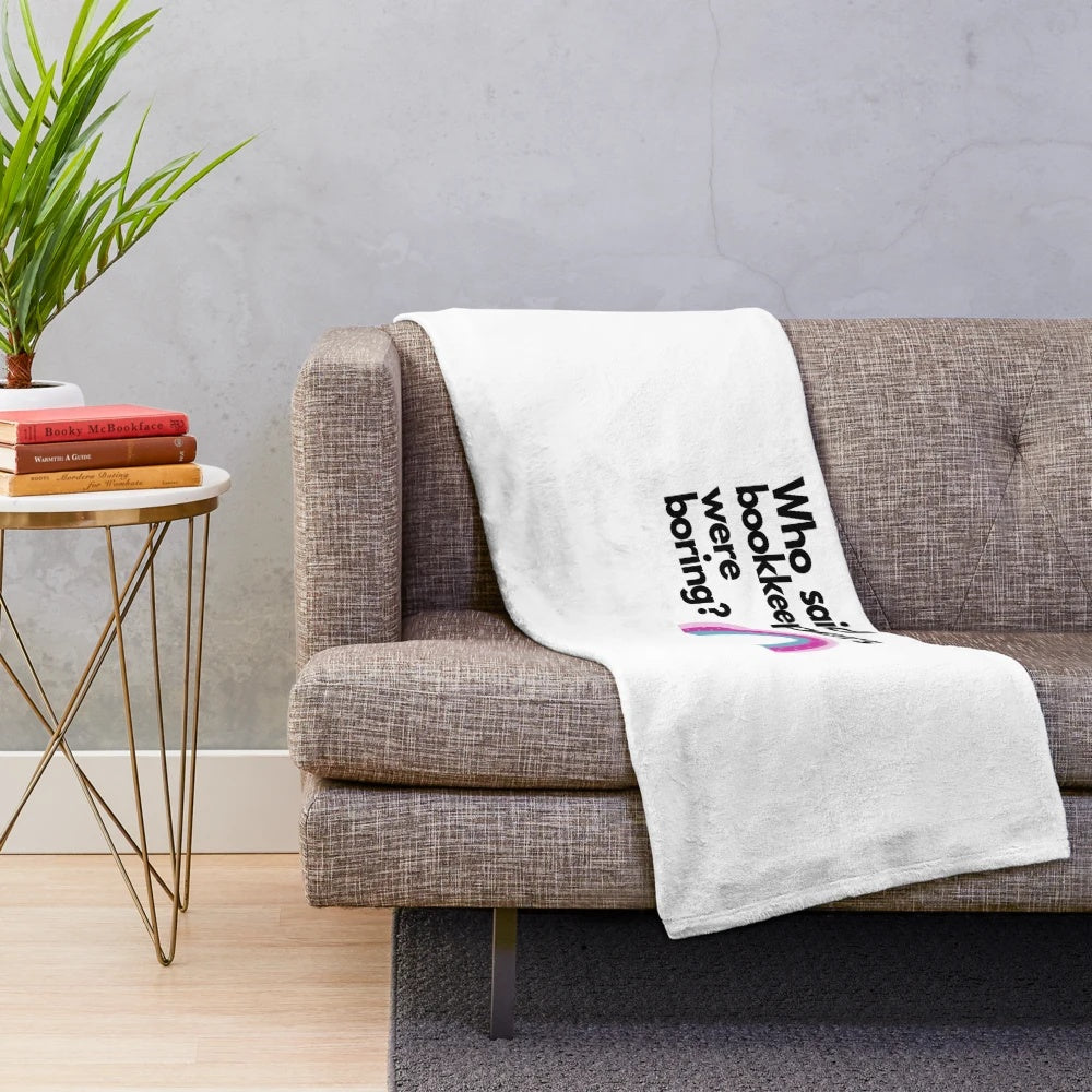 Plush blanket with rainbow design celebrating bookkeeper and accountant women