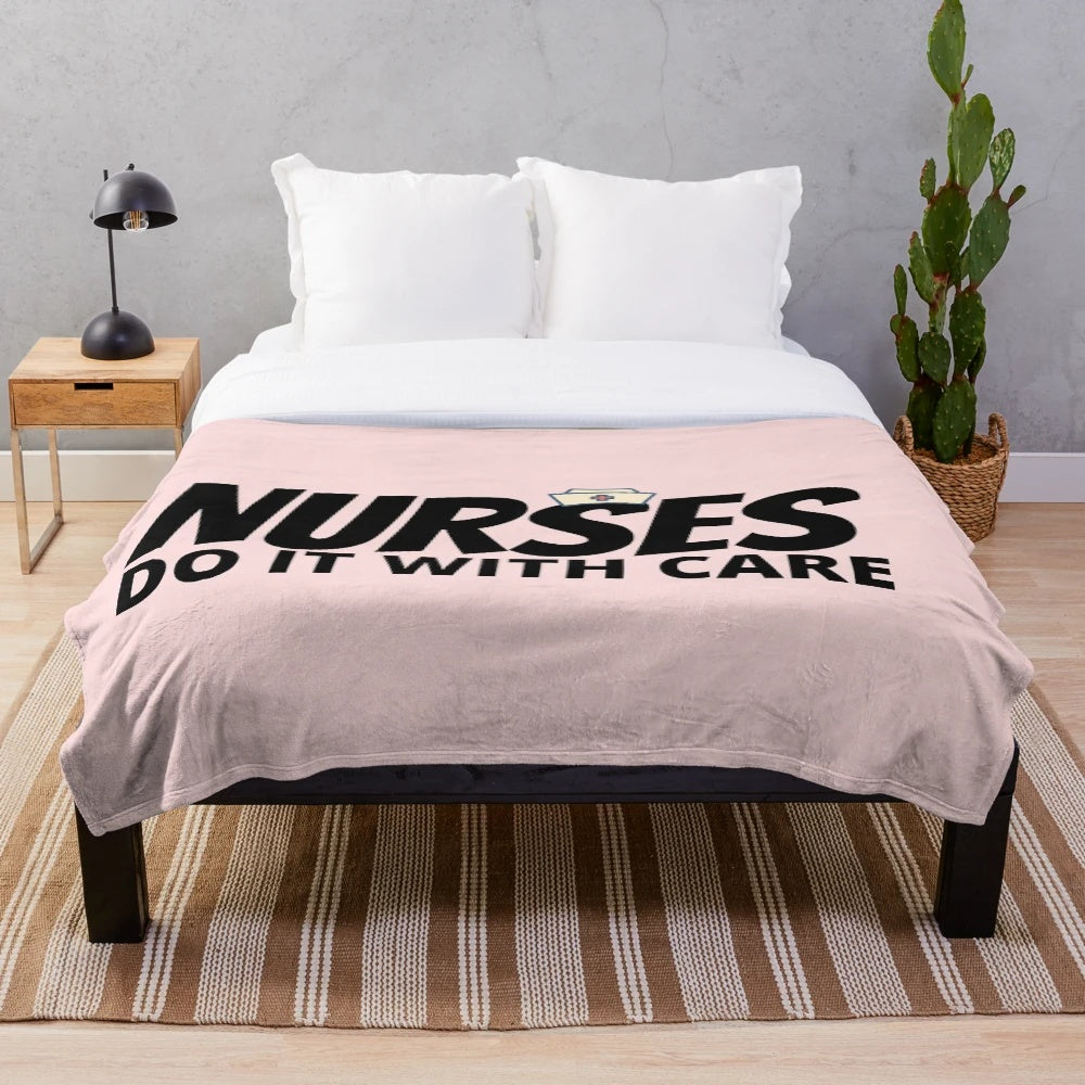Nurses Do It With Care Plush Blanket featuring a caring nurse design
