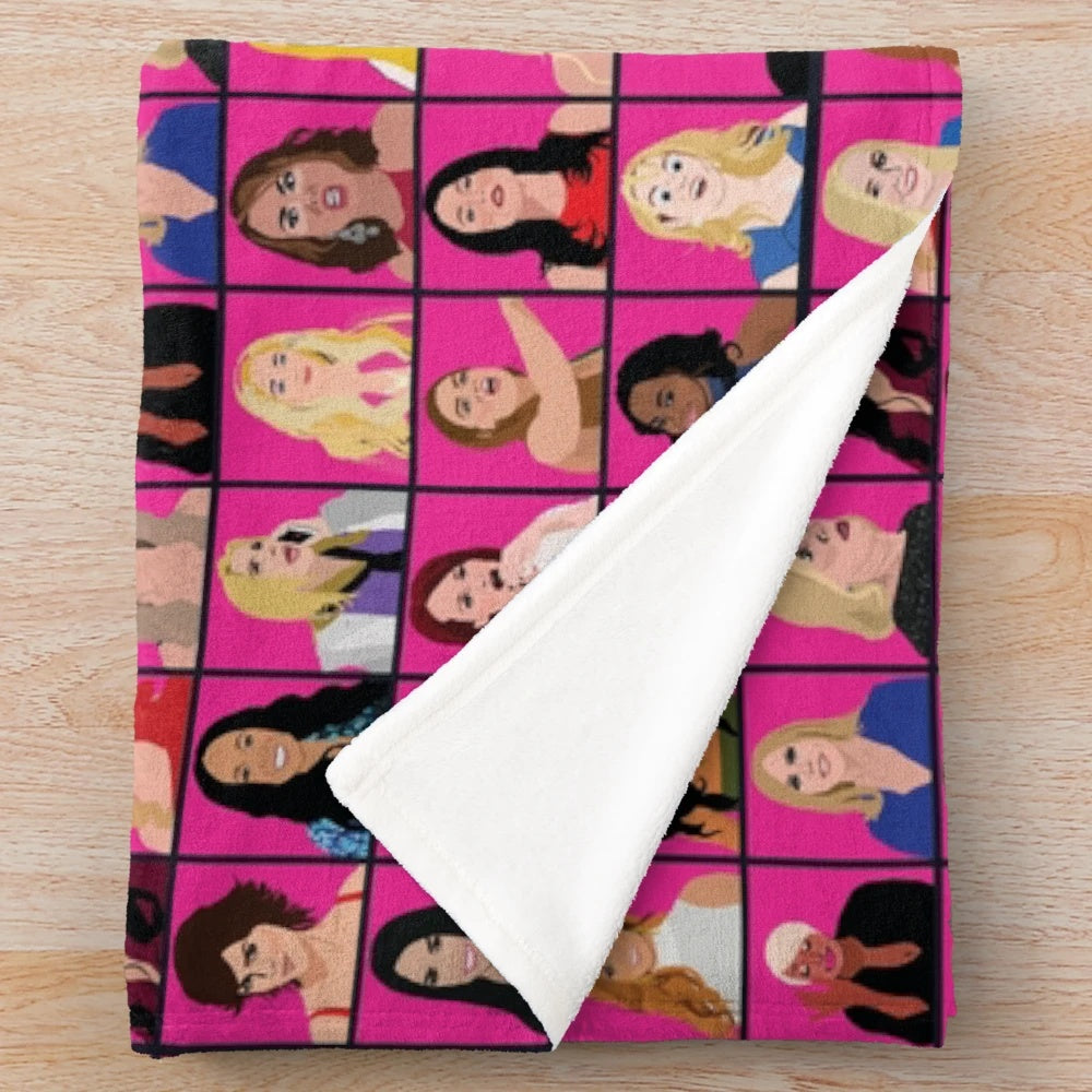Soft and cozy plush blanket featuring the Real Housewives logo