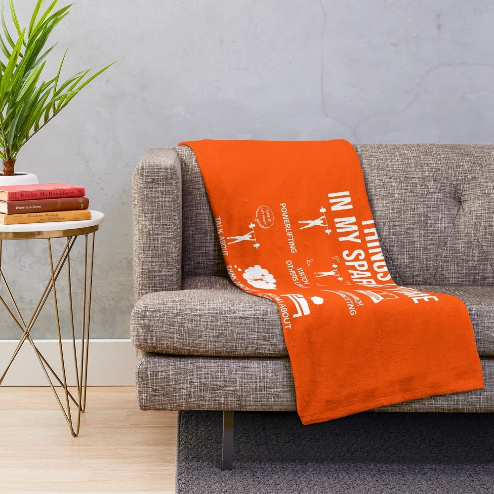 Plush blanket with text "Things I Do in My Spare Time
