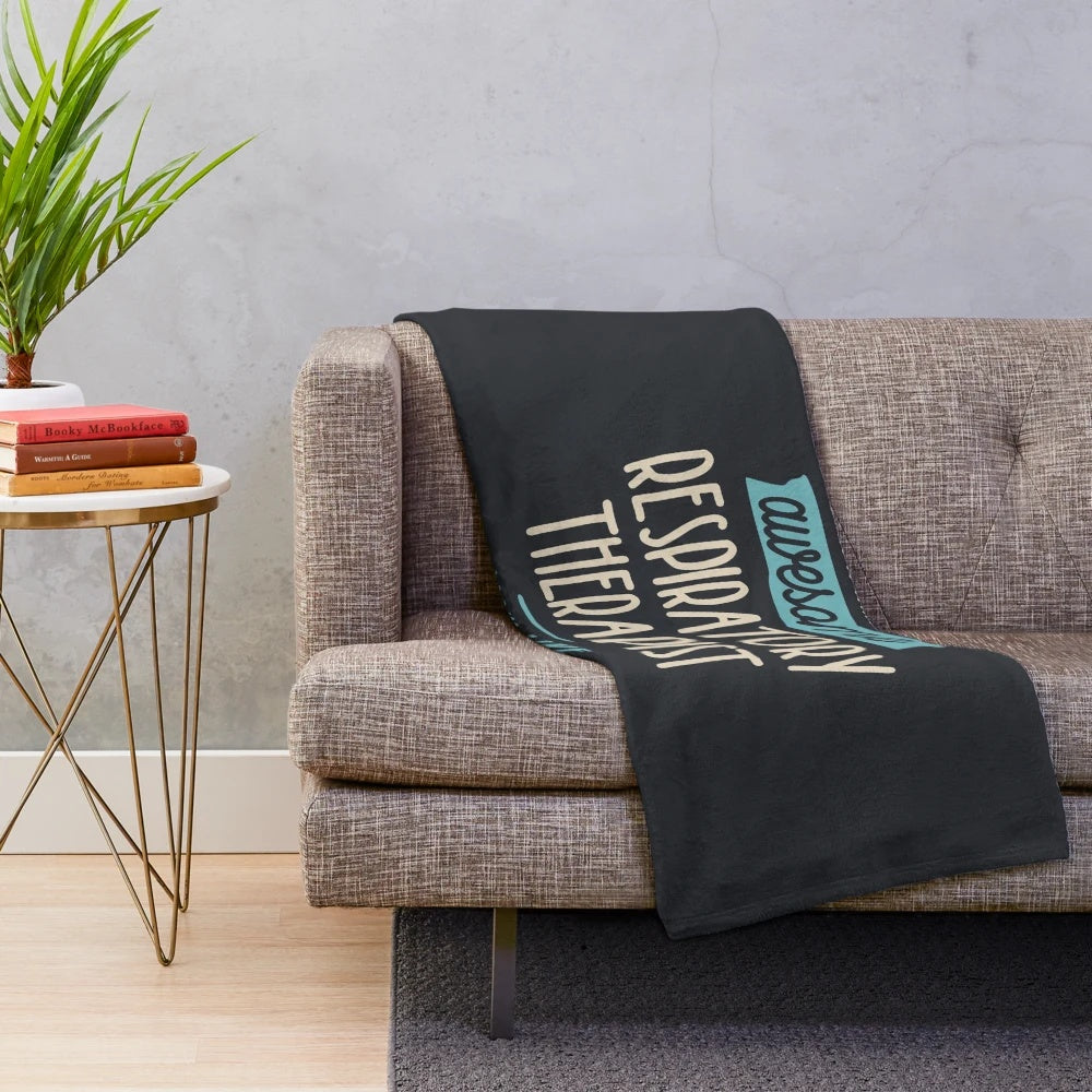 Soft plush blanket featuring the text "Respiratory Therapist" - a gift for healthcare professionals