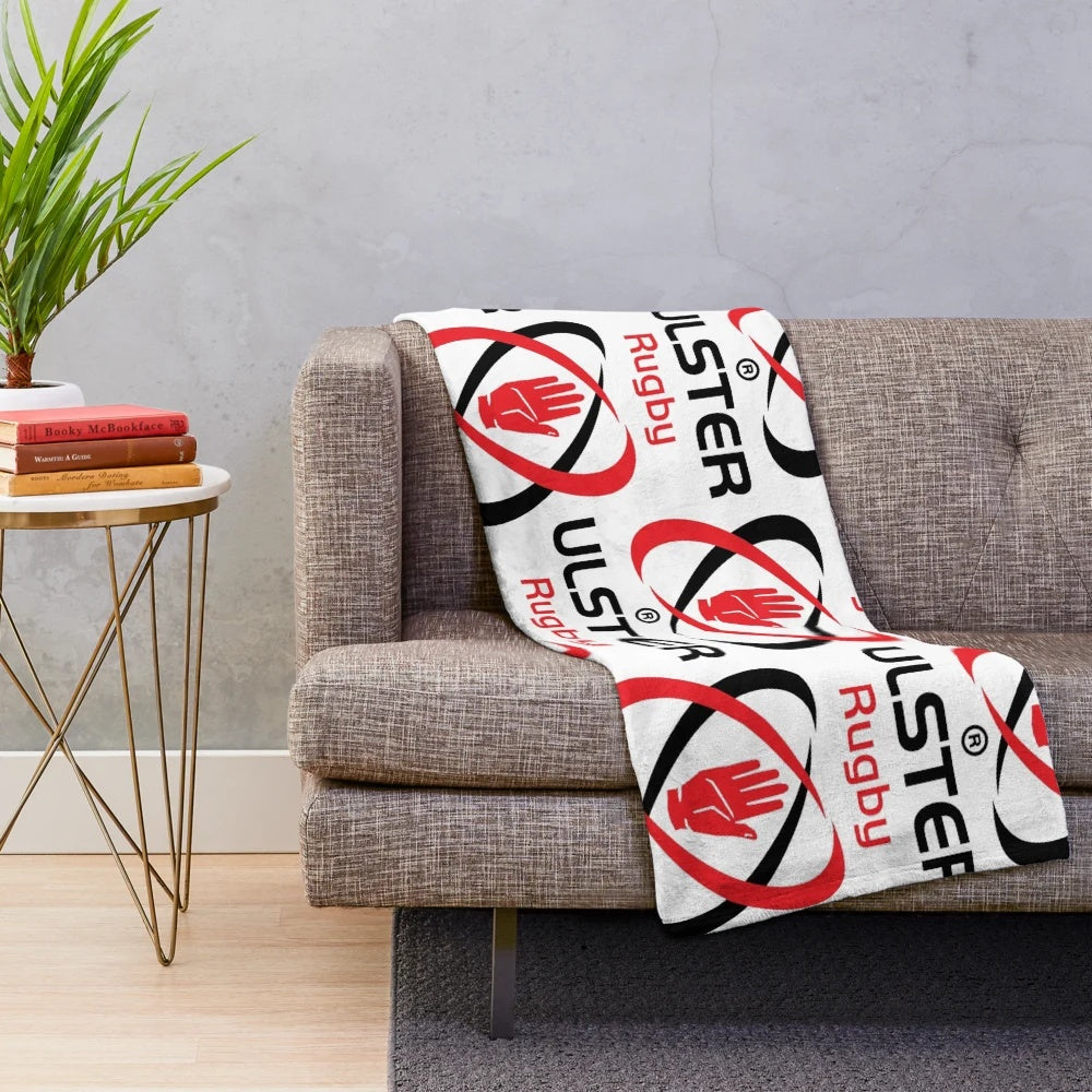 Soft and plush blanket with rugby-inspired design
