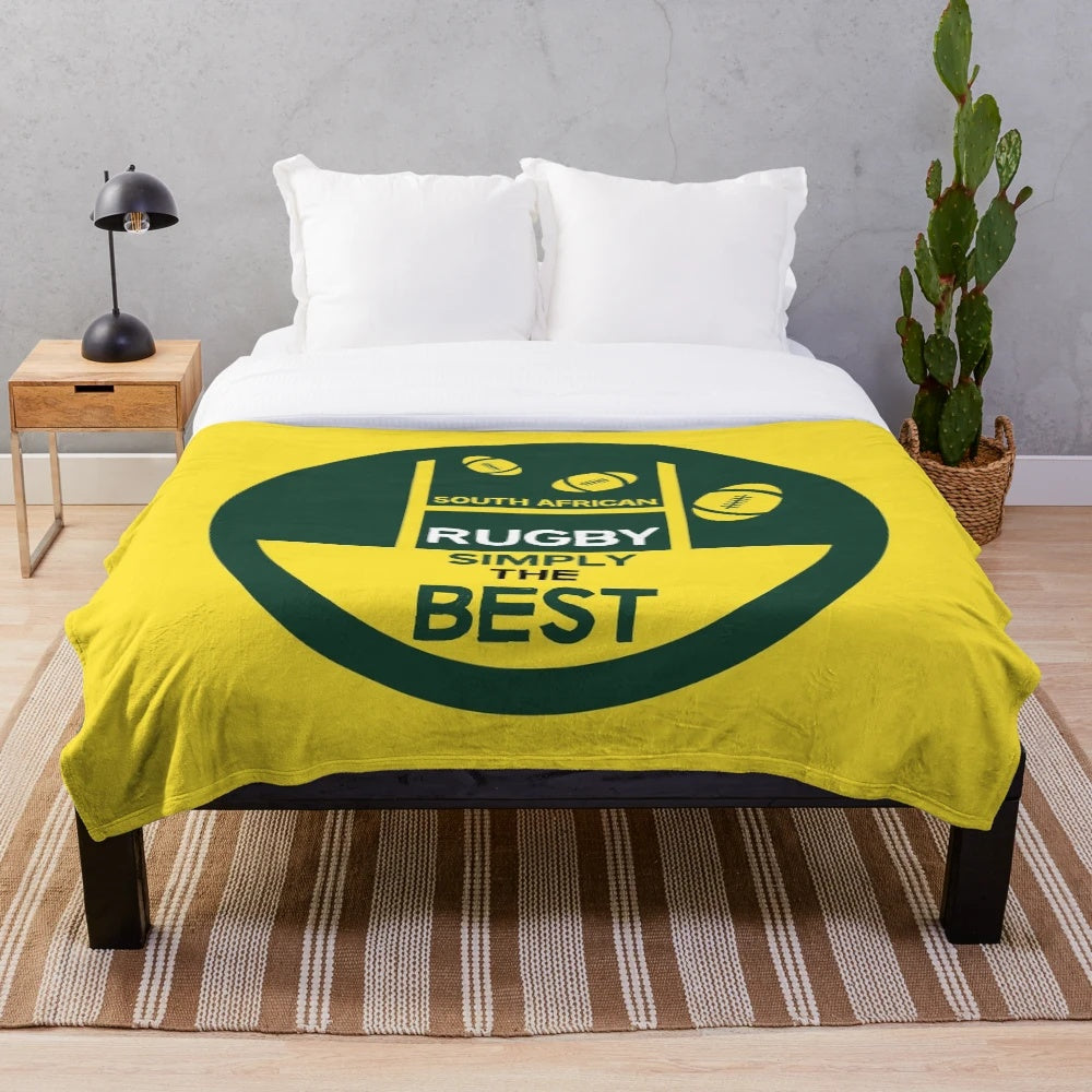 Plush blanket featuring the South African rugby team and fans
