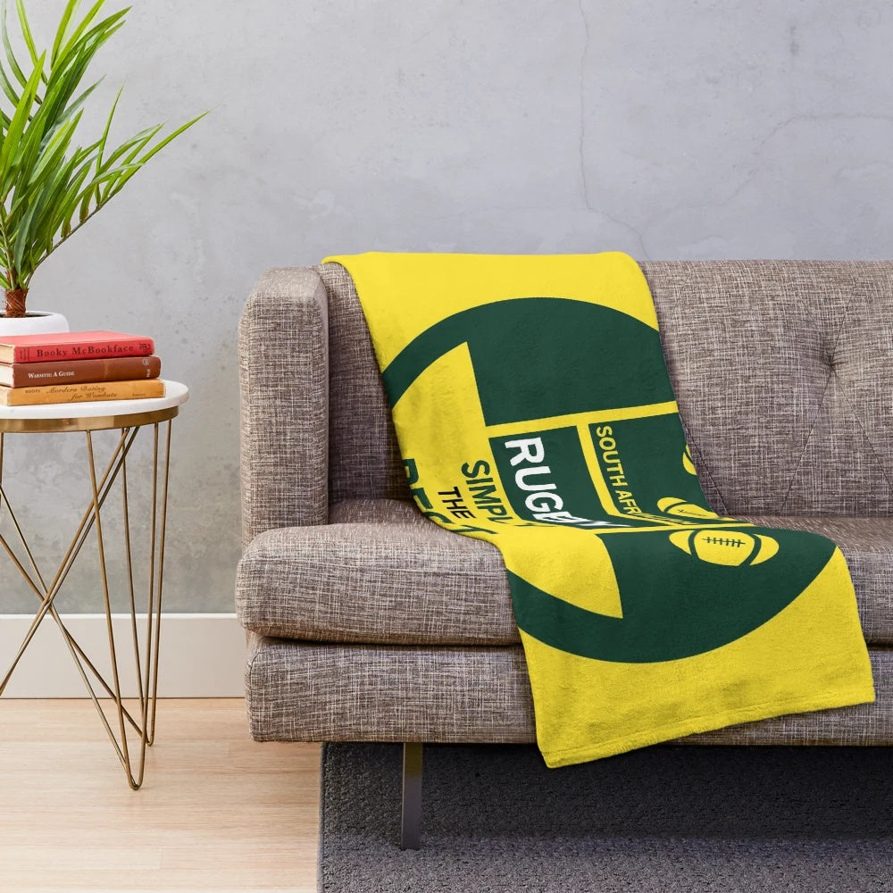 Plush blanket featuring the South African rugby team and fans