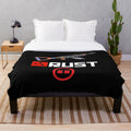 Rust game-themed plush blanket featuring a cozy and soft design