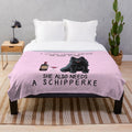Soft and Cozy Plush Blanket with Schipperke Dog and Wine Design