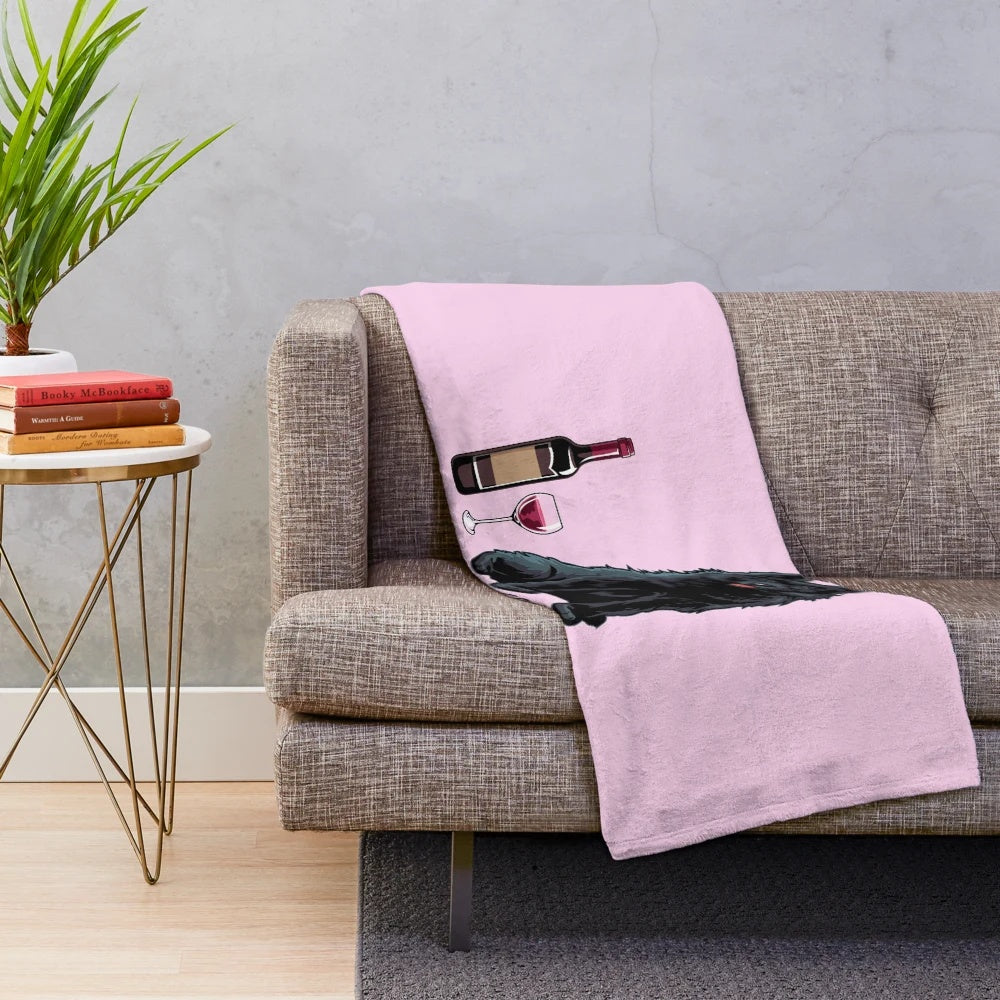 Soft and Cozy Plush Blanket with Schipperke Dog and Wine Design