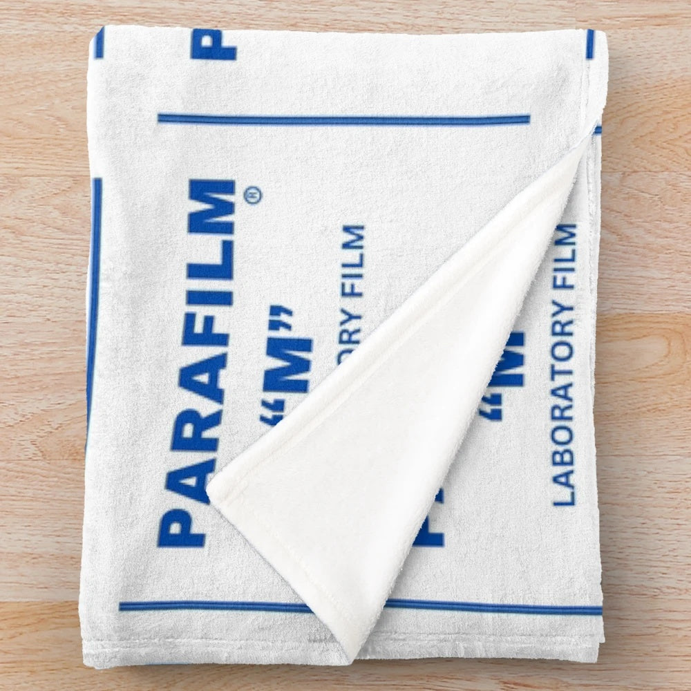 Soft and comfy plush blanket featuring the popular Parafilm laboratory sealing film