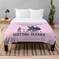 Soft and Warm Plush Blanket with Cute Scottish Terrier and Wine Design