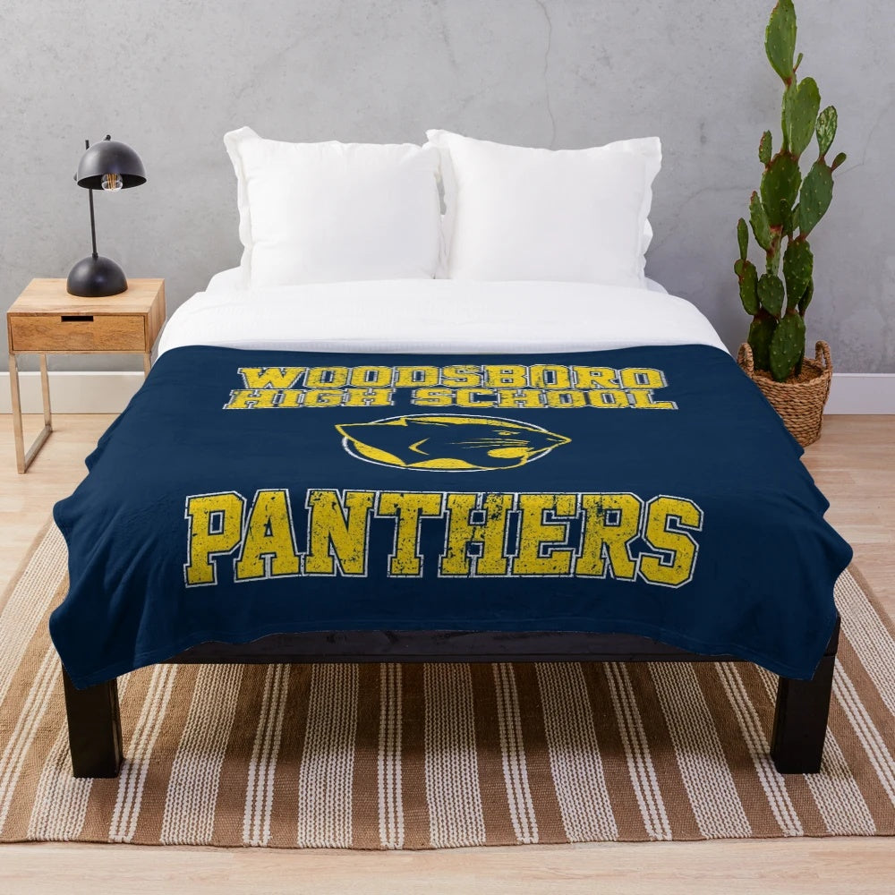 Woodsboro High School Panthers plush blanket for horror movie fans