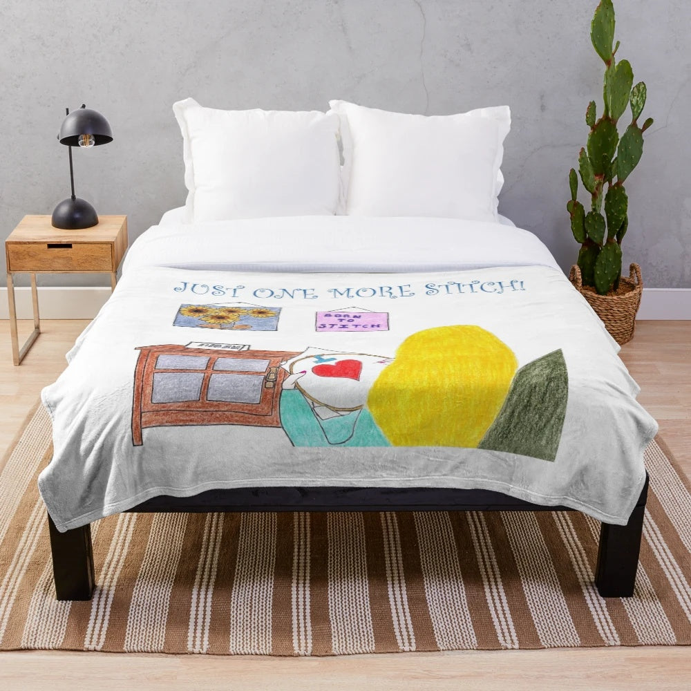 Plush blanket with sewing and stitching design