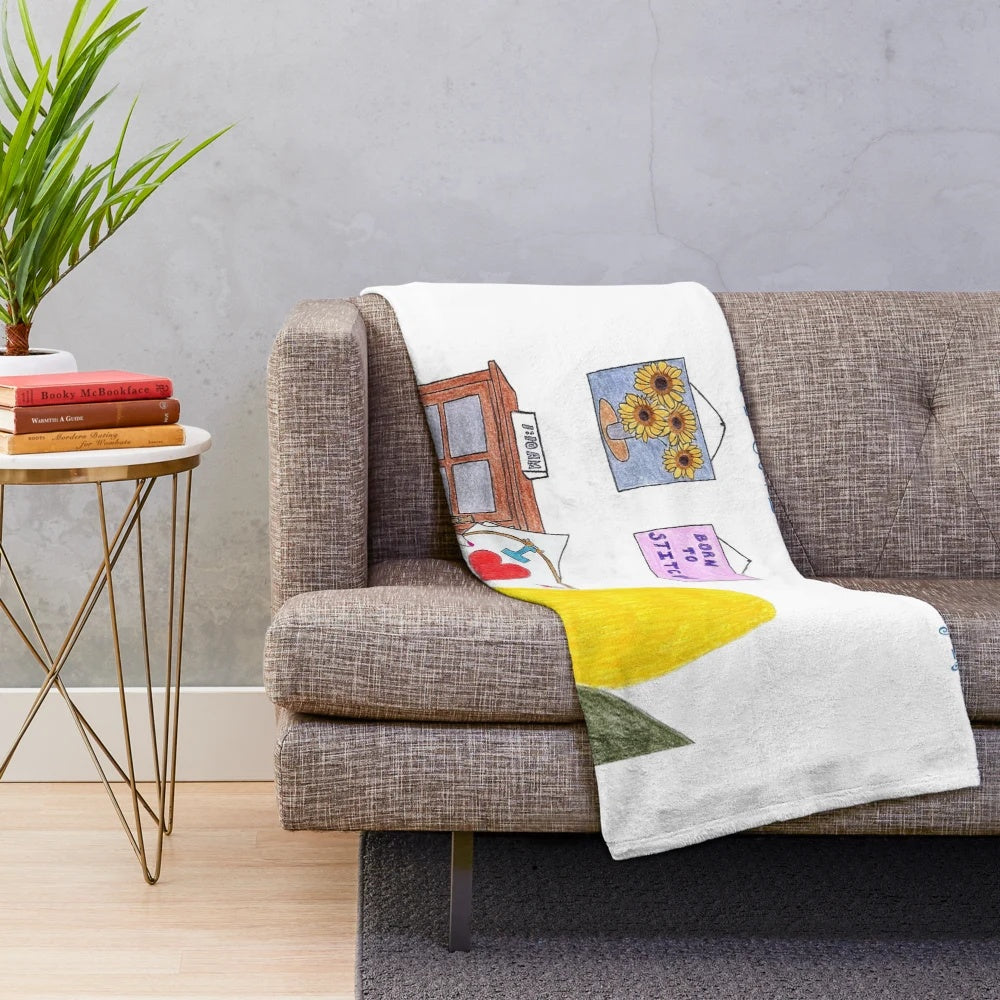 Plush blanket with sewing and stitching design