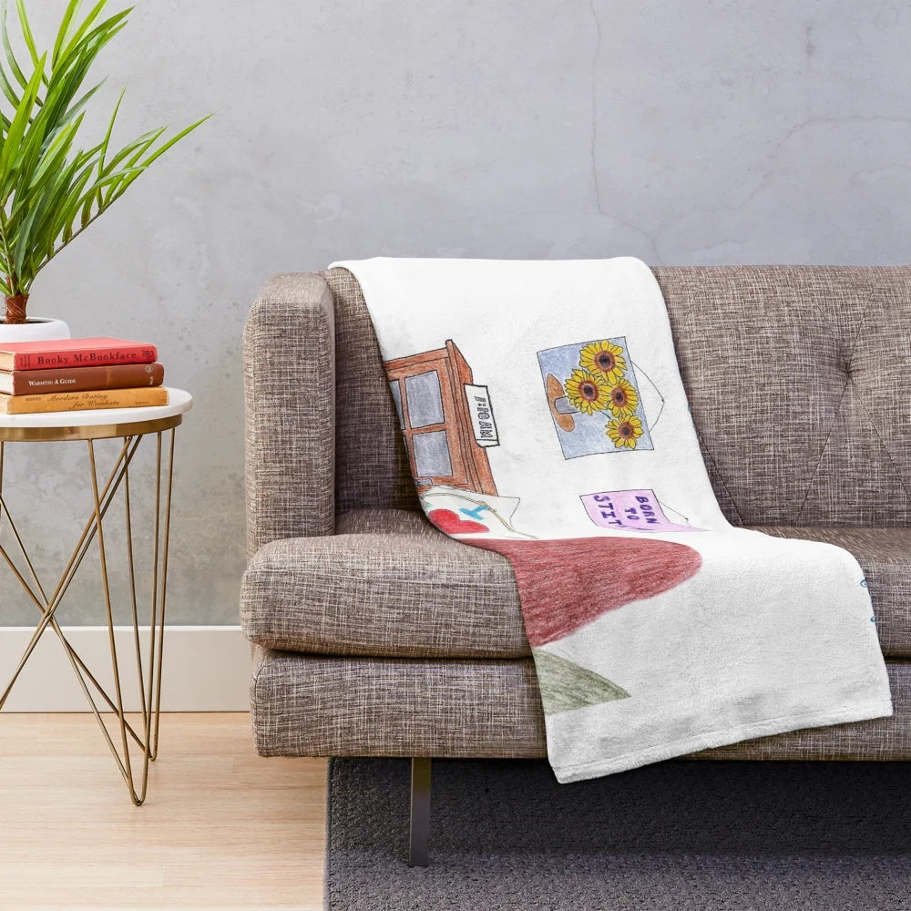 Plush blanket with "Just One More Stitch" text for sewing, stitching, and crafting