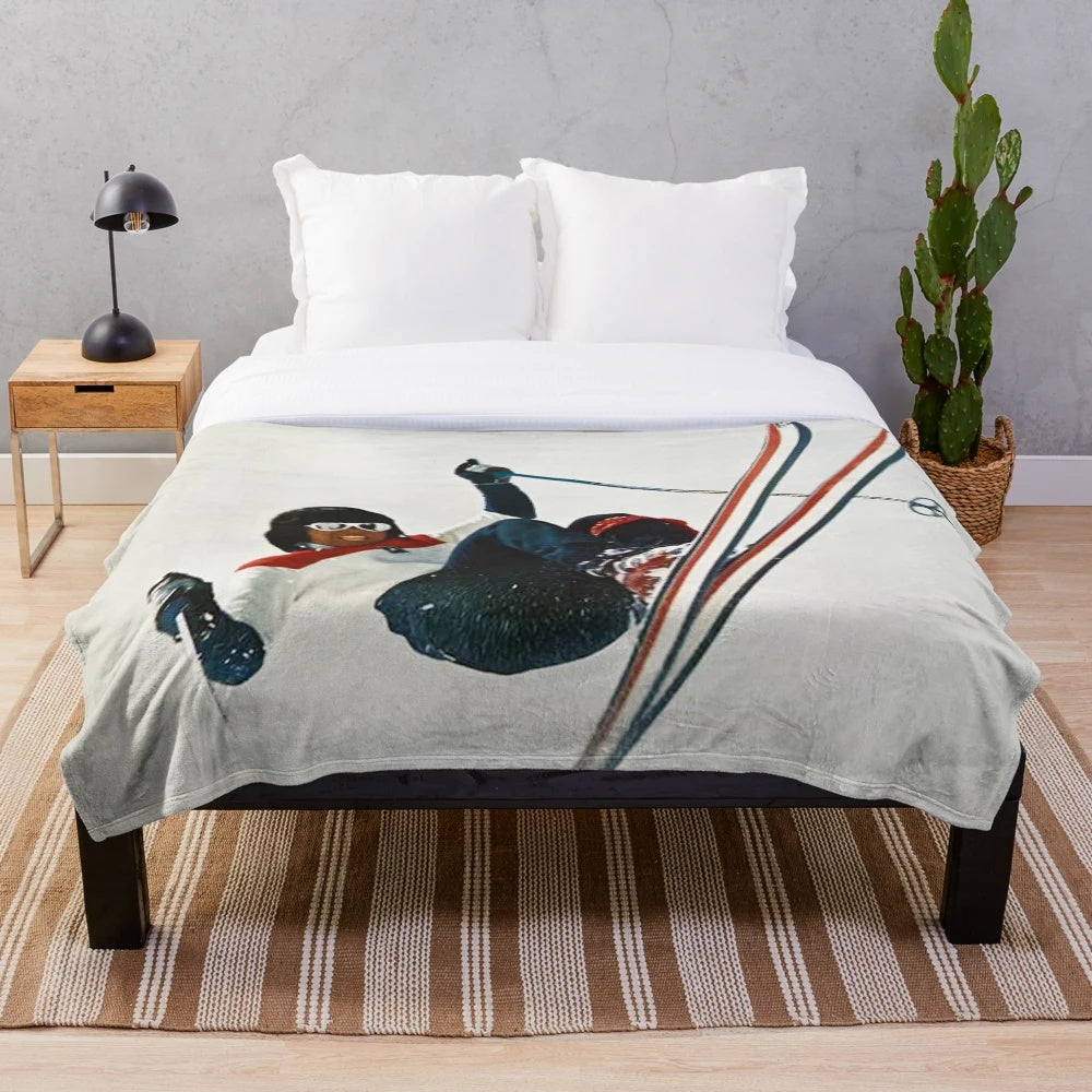 Ski Wong plush blanket with mountain view