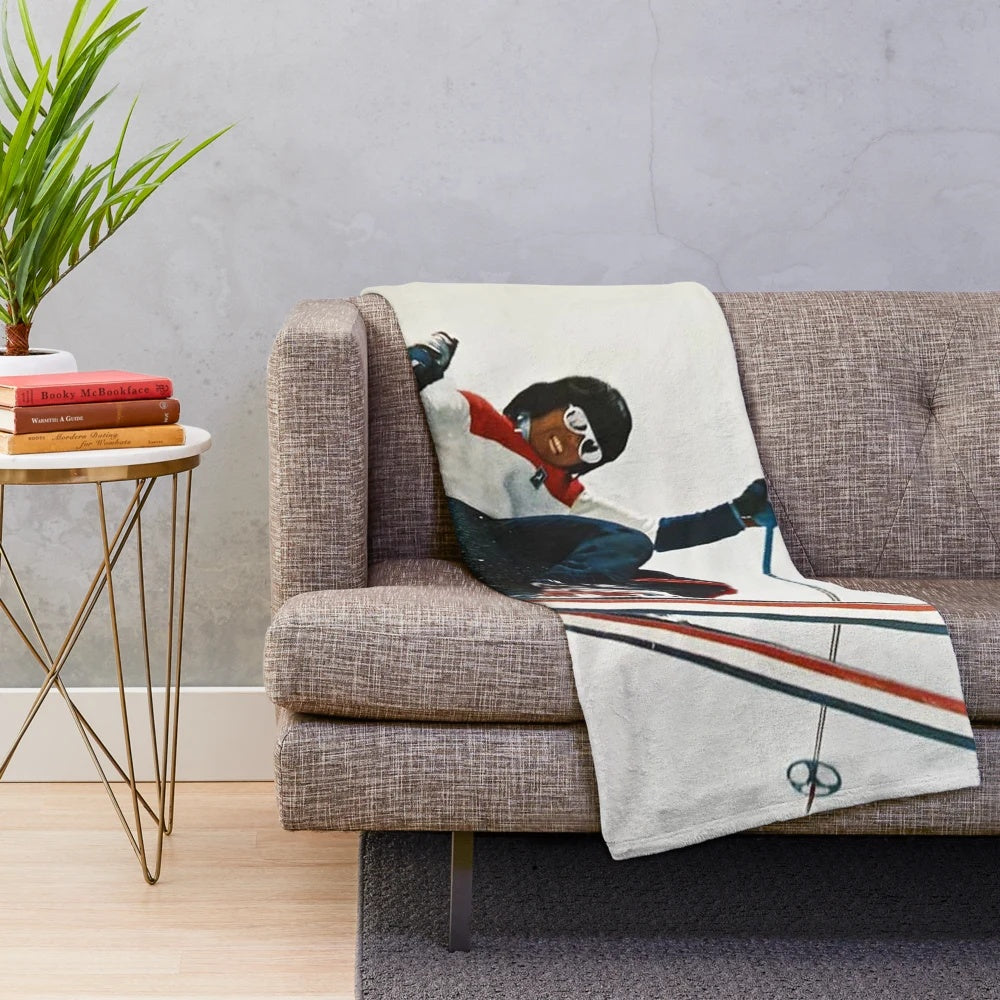 Ski Wong plush blanket with mountain view