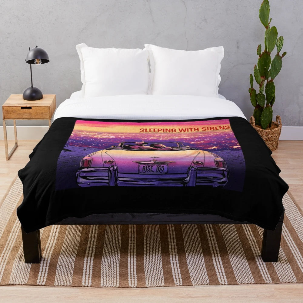 Plush blanket featuring Sleeping with Sirens band members and romantic movie aesthetics
