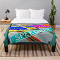 Plush blanket featuring speedway slot cars design