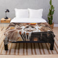 Cozy plush blanket in summer to autumn aesthetic colors and patterns