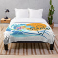 Plush blanket featuring a surfing mom design