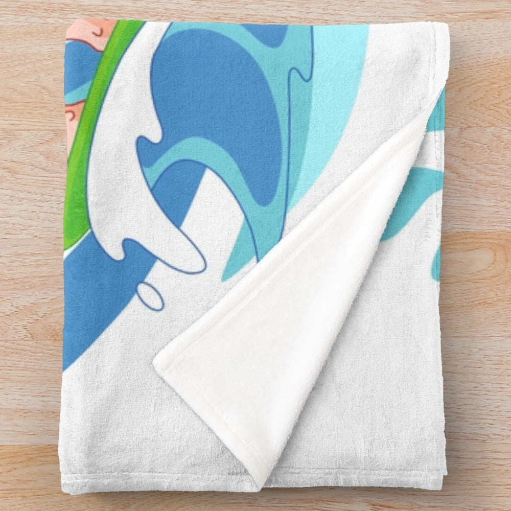 Plush blanket featuring a surfing mom design