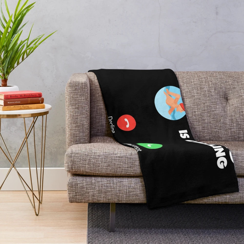 Plush blanket with a funny swimming quote and design