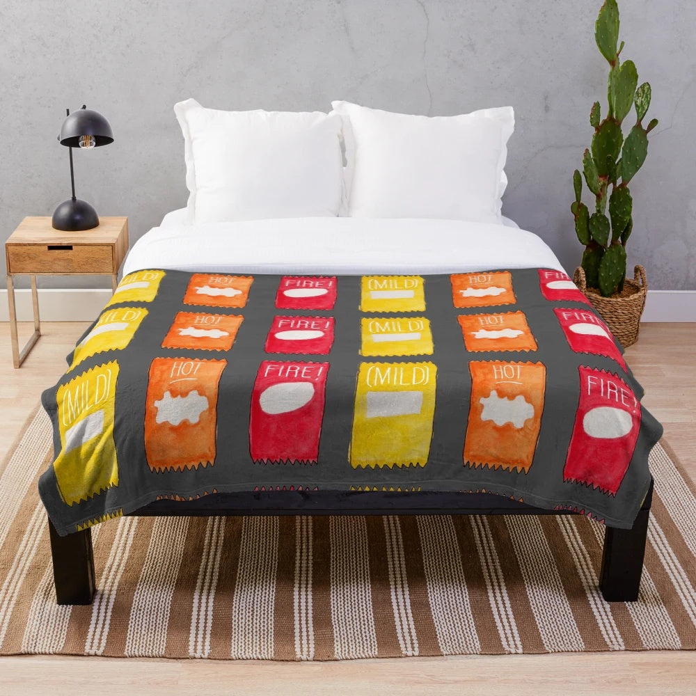 Soft and cozy plush blanket with spicy taco-inspired design