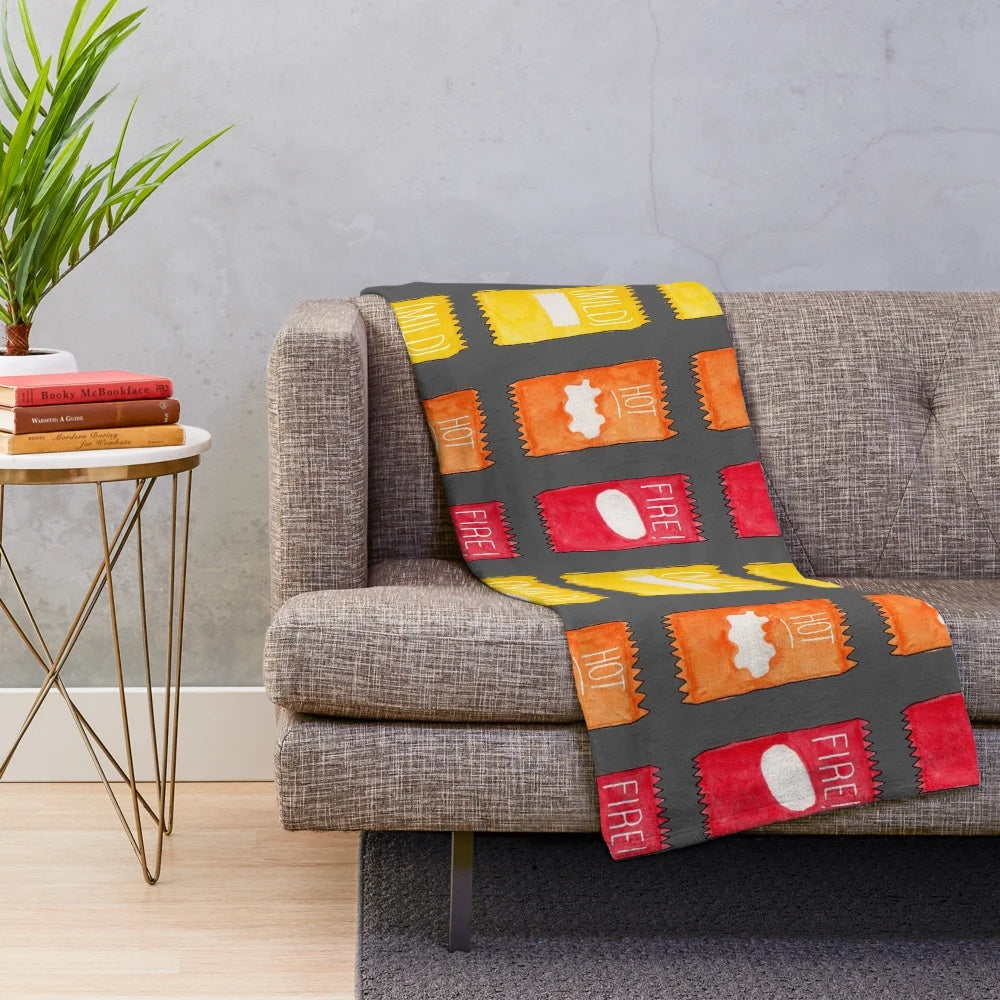 Soft and cozy plush blanket with spicy taco-inspired design