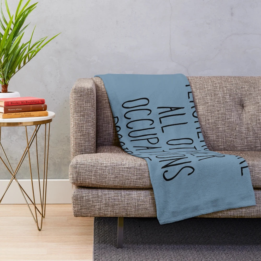 Soft, plush blanket with a humorous teacher-themed design