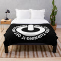 Plush blanket with "Have You Tried Turning It Off And On Again?" text