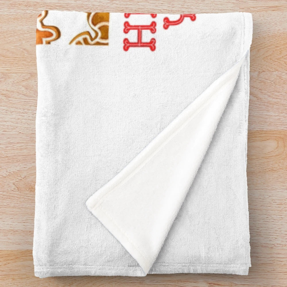 Plush blanket featuring a tech support and programming-themed design