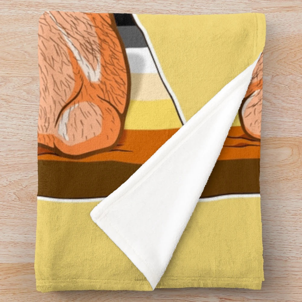 Plush blanket featuring a gay bear design