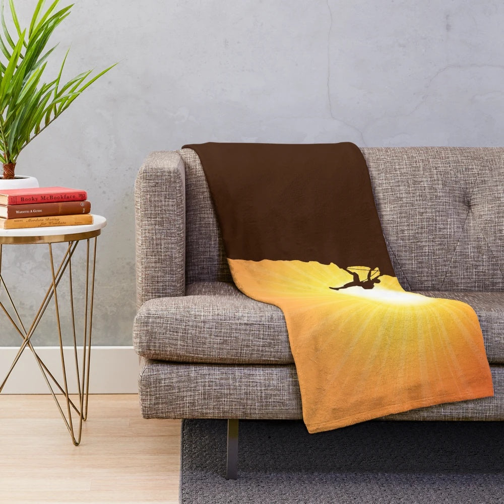 Plush blanket with inspirational mountain climbing design