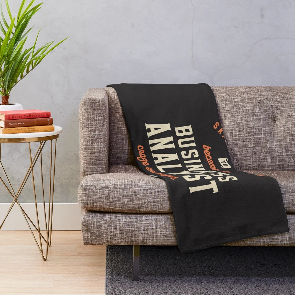 Business Analyst Plush Blanket with Data Analysis and Problem-Solving Imagery