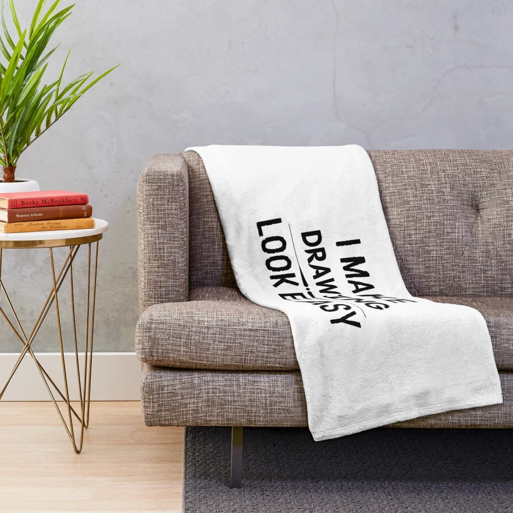 Plush blanket with "I Make Drawing Look Easy" design, featuring focus keyword "drawing