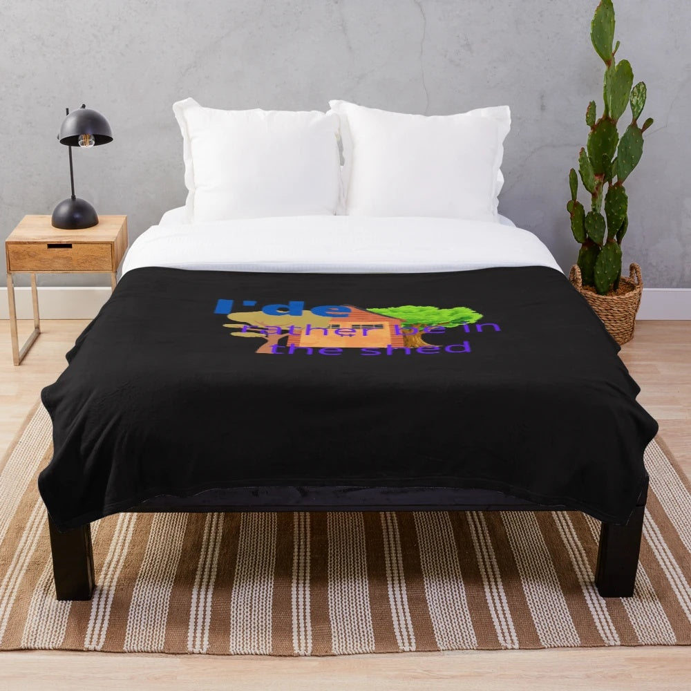 Plush blanket with gardening and hobby-themed design