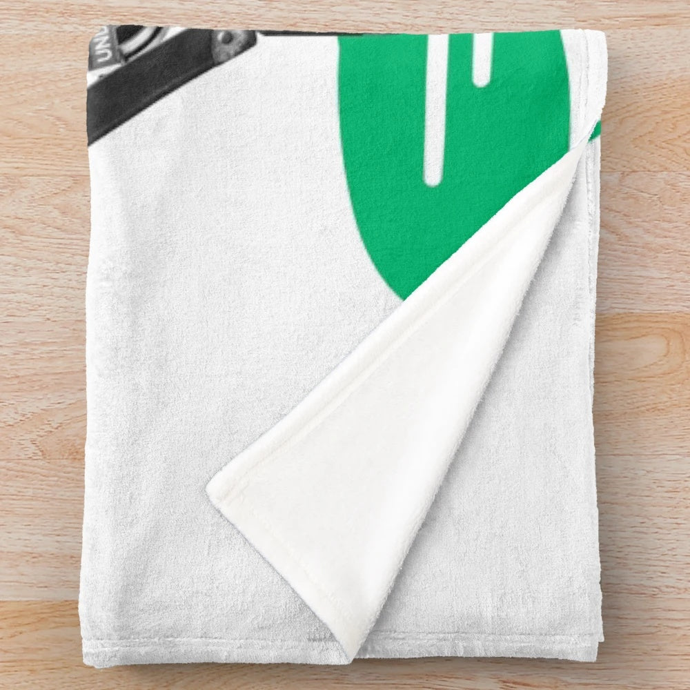Plush blanket with travel and adventure inspired design