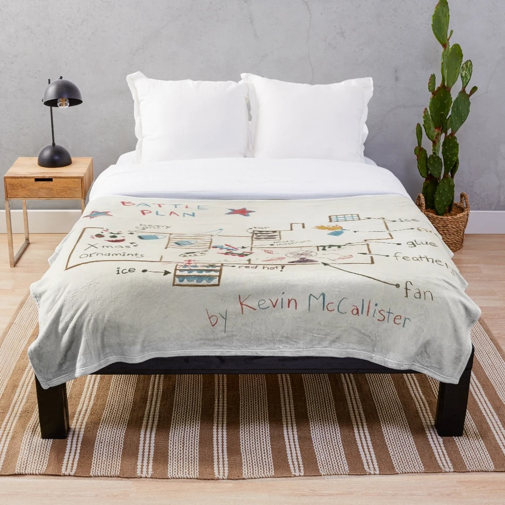 Cozy plush blanket with a humorous "Kevin's Battle Plan" design