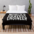 Plush blanket with "World's Okayest Engineer" design