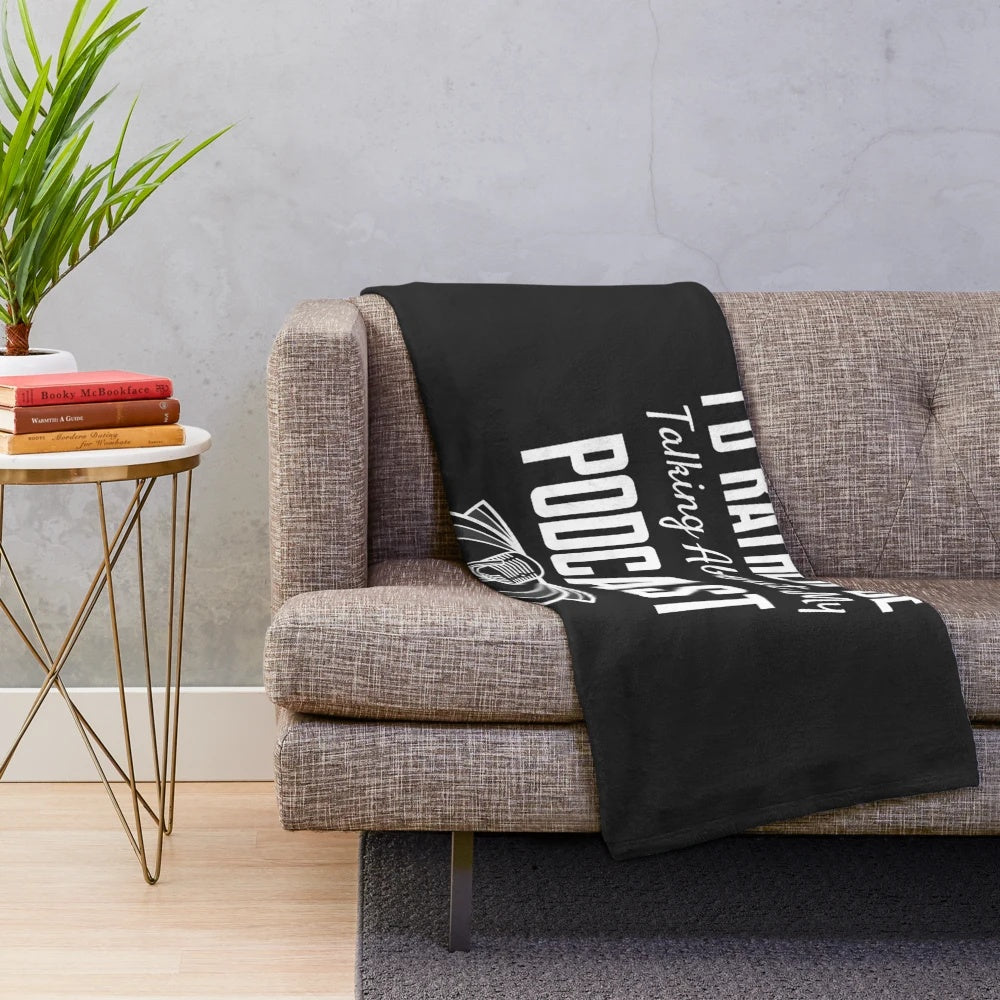 Cozy plush blanket featuring a true crime podcast design