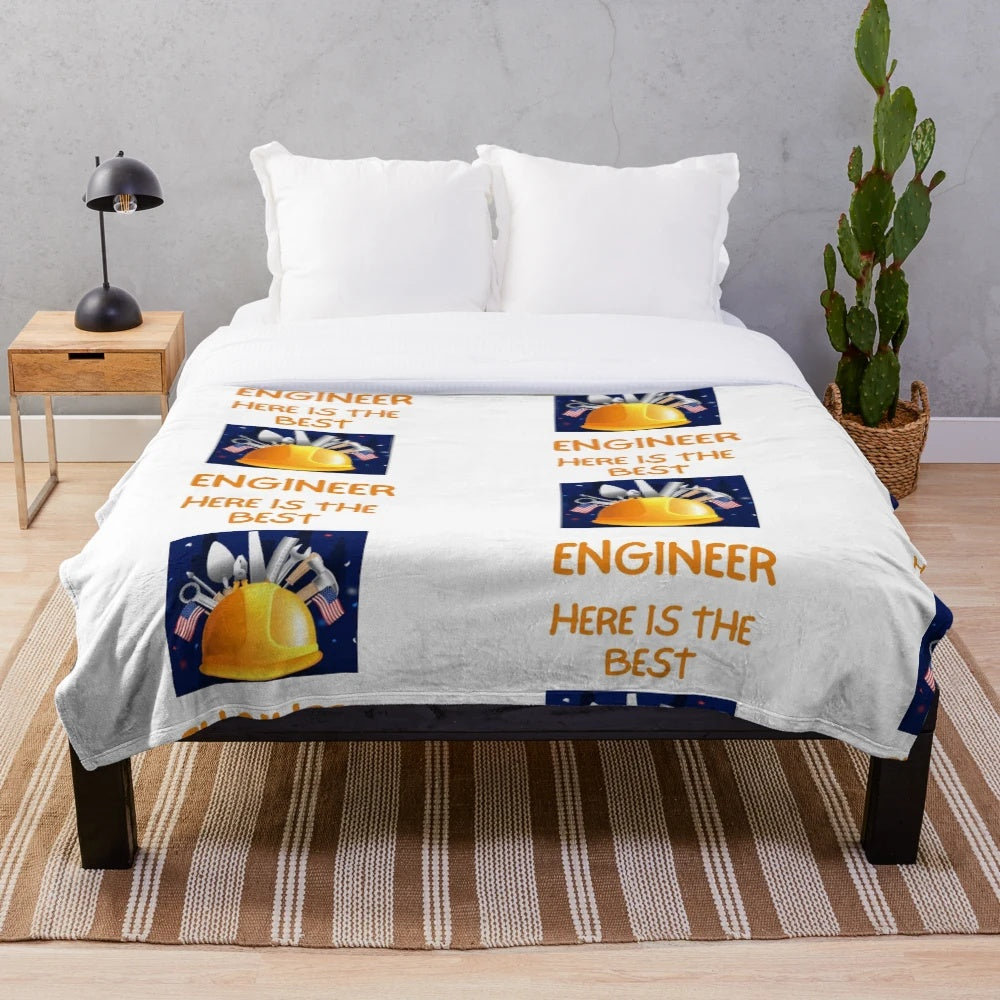 Plush blanket with university and professional career-themed design