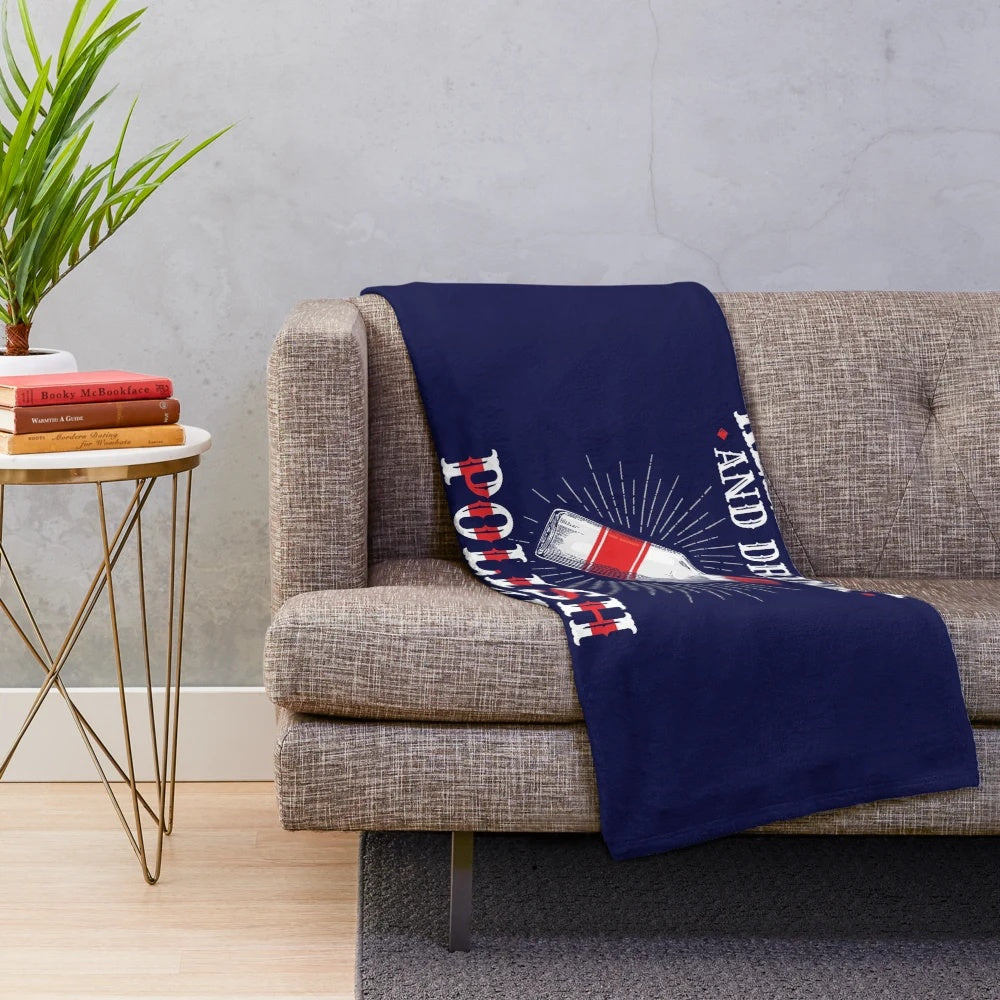 Plush blanket with Polish vodka drinking design