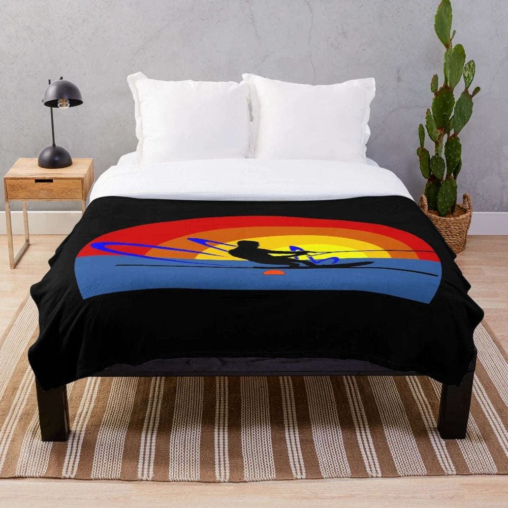 Water ski slalom skier plush blanket
