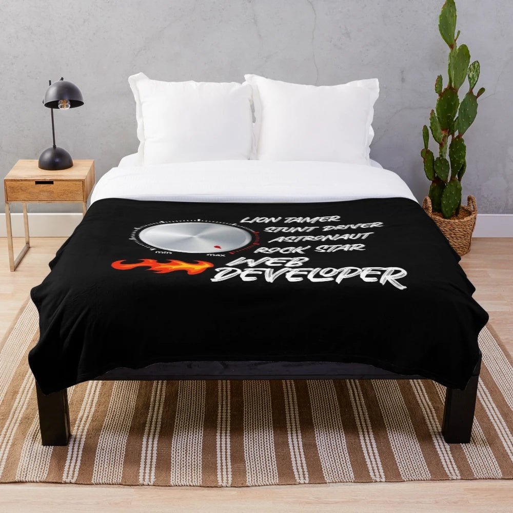 Cozy plush blanket with funny web developer graphic design