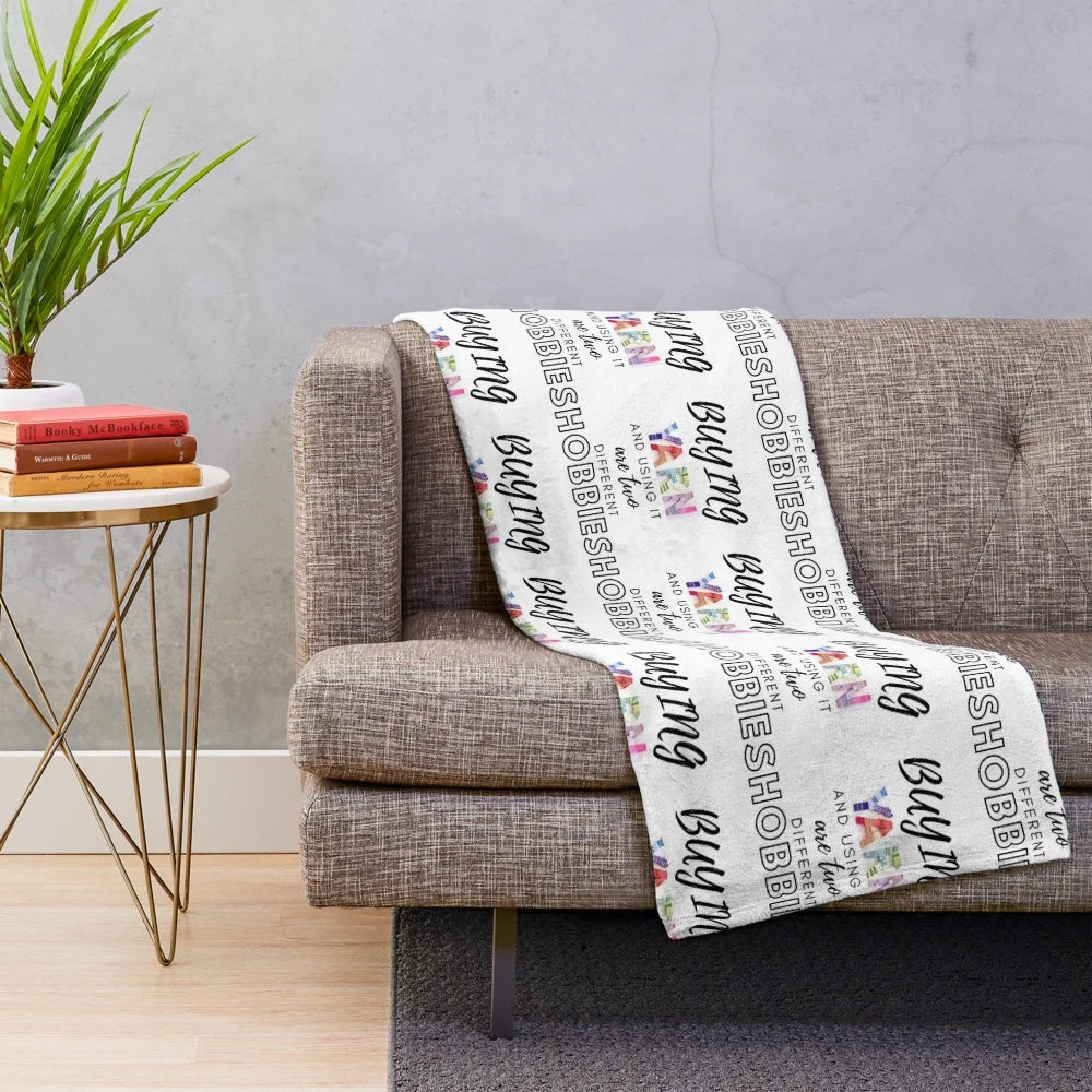 Plush blanket for yarn hobbyists and crafters