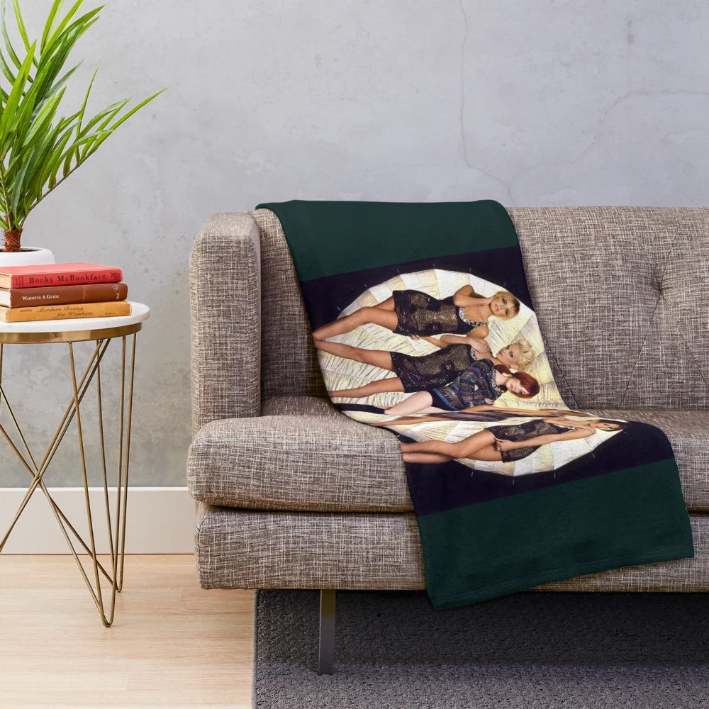 Plush blanket featuring 90s girl band-inspired design
