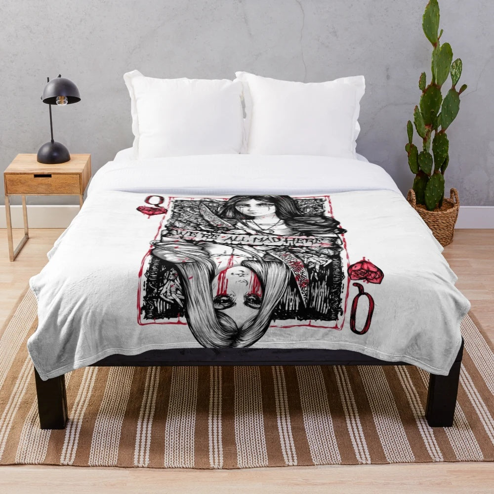 Soft and plush blanket with Alice in Wonderland-inspired design